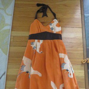 Anthropologie Moulinette Souers Crane Halter Dress - Silk - VGUC- SIze 4